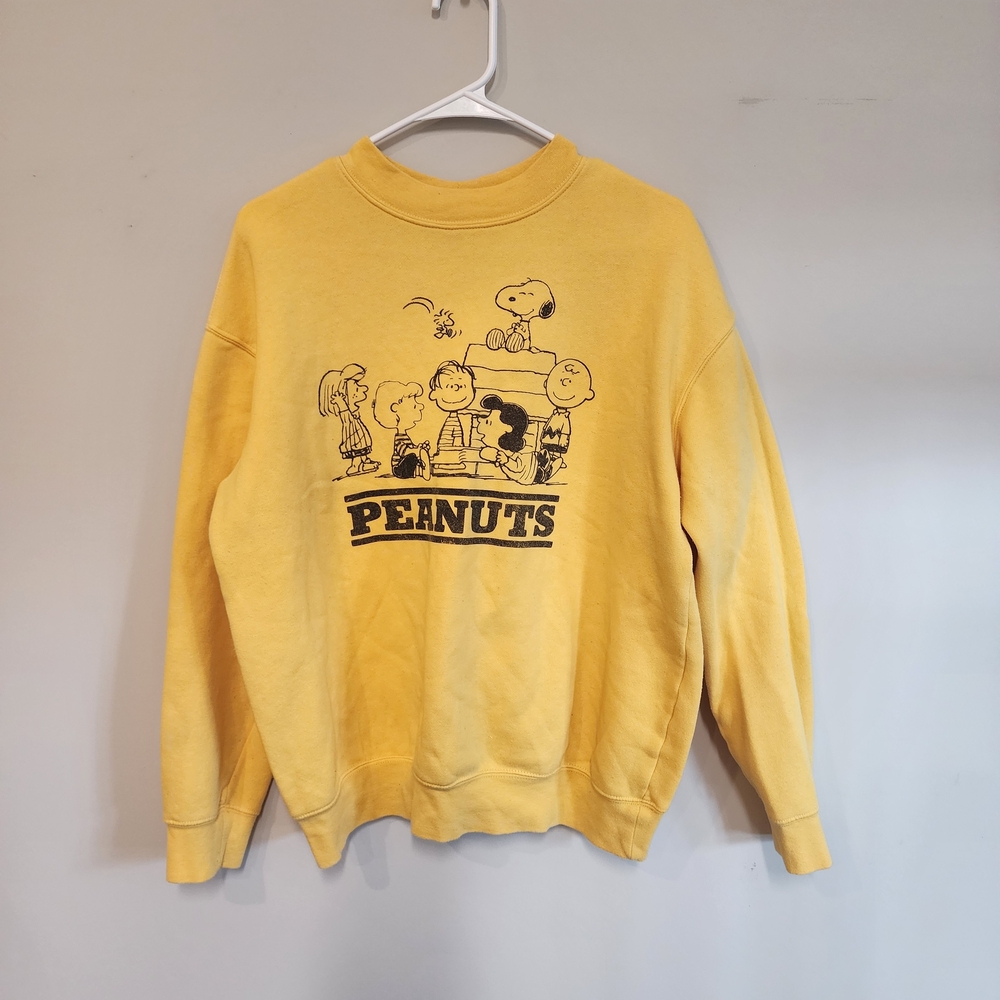 Vtg Peanuts Crewneck Yellow Sweatshirt Charlie Brown